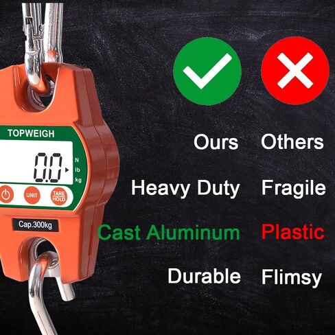 ميزان رافعة صغير مع حقيبة تخزين، علبة من الألومنيوم المصبوب، مقياس معلق رقمي مع خطافات، 600 رطل / 300 كجم، شاشة عرض خلفية كبيرة، موازين معلقة لصيد الغزلان في المزرعة، وظيفة القراءة in Kuwait