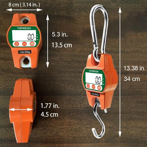 ميزان رافعة صغير مع حقيبة تخزين، علبة من الألومنيوم المصبوب، مقياس معلق رقمي مع خطافات، 600 رطل / 300 كجم، شاشة عرض خلفية كبيرة، موازين معلقة لصيد الغزلان في المزرعة، وظيفة القراءة in Kuwait