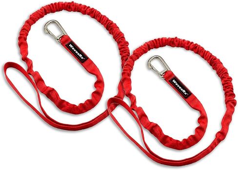 WAVESRX DockingPal - Premium Flat Bungee Dock Lines for Boats I Elastic Boat Dock Rope with Stainless Steel Carabiners | Stretches from 3' to 5' | Absorbs Shocks Prevent Damage to Jet Ski & PWC in Kuwait
