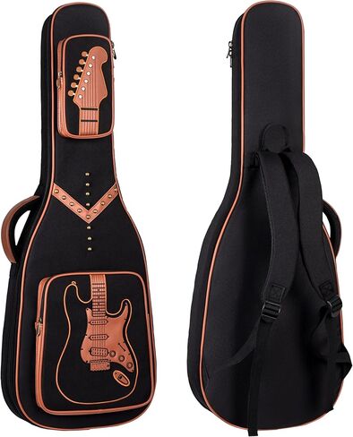 40/41/42" Acoustic Guitar Gig Bag, 0.5 Inch Thick Padding & Backpack Straps, Water-Resistant PU Leather Guitar Case with Embroidery & Rivet Studded Design, 2 Storage Pockets & Neck Fixed Strap in Saudi Arabia