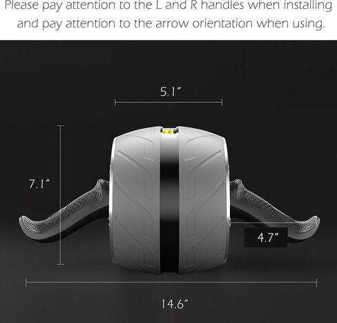 Abdominal Wheel Roller with Resistance Spring, 14.6"W Automatic Rebound Exercise Strength-Training Roller, Core Work-out Fitness Wheels with Knee Pad in Kuwait