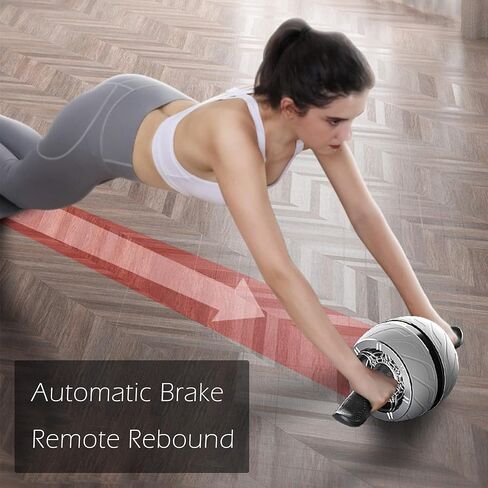 Abdominal Wheel Roller with Resistance Spring, 14.6"W Automatic Rebound Exercise Strength-Training Roller, Core Work-out Fitness Wheels with Knee Pad in Kuwait