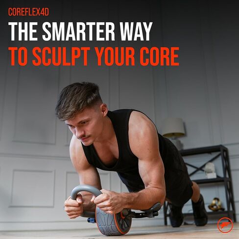 عجلة دوارة CoreFlex4D مع دعم الكوع - معدات تمرين أساسية ديناميكية رباعية الأبعاد لعضلات البطن والعضلات المائلة والثبات - آلة رياضية منزلية شديدة التحمل لتدريب القوة واللياقة البدنية لكامل الجسم in Kuwait
