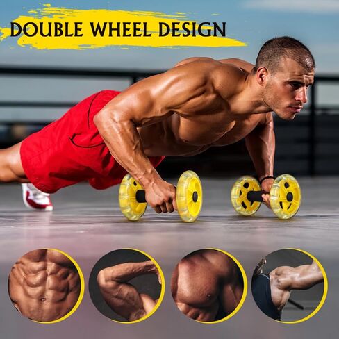 Exercise Ab Roller Wheel Tummy Weight Equipment Abdominal Roller Hand Weights Dumbbell for Yellow Fitness Device in Saudi Arabia