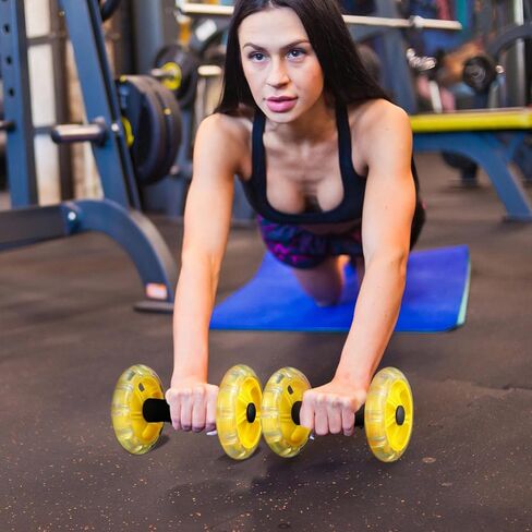 Exercise Ab Roller Wheel Tummy Weight Equipment Abdominal Roller Hand Weights Dumbbell for Yellow Fitness Device in Saudi Arabia