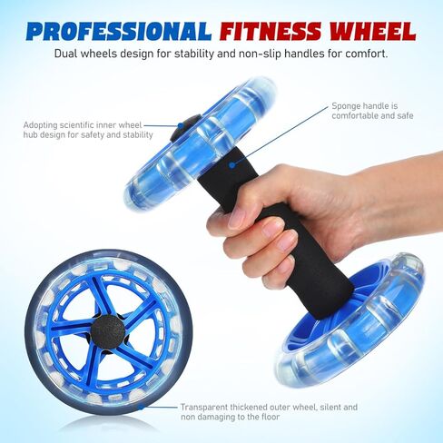 Kisangel 2pcs Ab Roller Wheel, Exercise Abdominal Roller Dumbbell Fitness Dual Wheel for Hand Weights Equipment in Saudi Arabia