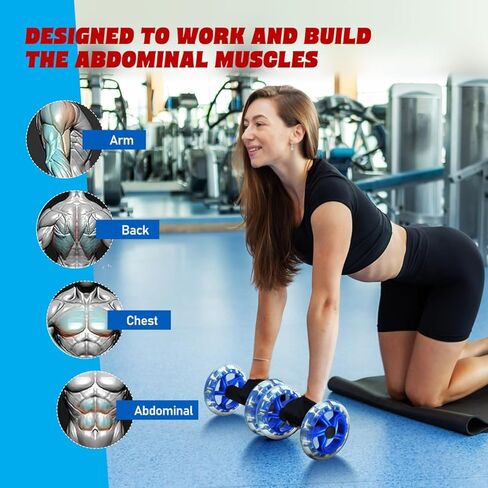 Kisangel 2pcs Ab Roller Wheel, Exercise Abdominal Roller Dumbbell Fitness Dual Wheel for Hand Weights Equipment in Saudi Arabia