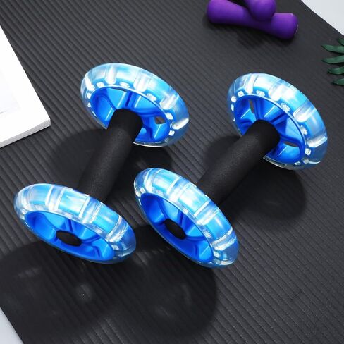Kisangel 2pcs Ab Roller Wheel, Exercise Abdominal Roller Dumbbell Fitness Dual Wheel for Hand Weights Equipment in Saudi Arabia