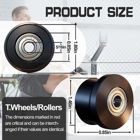 Machined Wheels/Rollers Compatible with Total Gym,Replacement Parts for 1000,1100,1400,1500,1600,1700,1800,1900,Achiever,Force,Gold,Max,Platinum,Plus,Pro,Supra,Supreme,Ultima,Ultra,XLI,4Pcs in Saudi Arabia