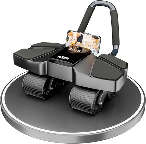 Ab Roller Home Gym Equipment – 4 Wheels Ab Wheel Muscle Roller with LCD Screen Ideal Exercise Equipment for Home – Comfortable Elbow Support with Non-Slip Handles – Time and Calorie Count in Kuwait