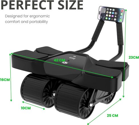 معدات رياضية منزلية من Ab Roller - أسطوانة عضلات ذات 4 عجلات مع شاشة LCD، معدات تمرين مثالية للمنزل - دعم مريح للكوع مع مقابض مضادة للانزلاق - عدد الوقت والسعرات الحرارية in Kuwait