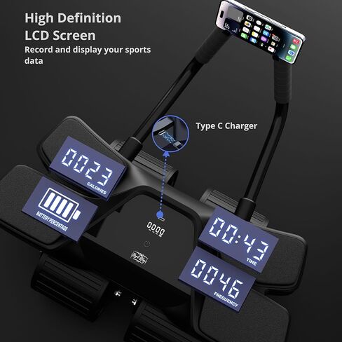 معدات رياضية منزلية من Ab Roller - أسطوانة عضلات ذات 4 عجلات مع شاشة LCD، معدات تمرين مثالية للمنزل - دعم مريح للكوع مع مقابض مضادة للانزلاق - عدد الوقت والسعرات الحرارية in Kuwait