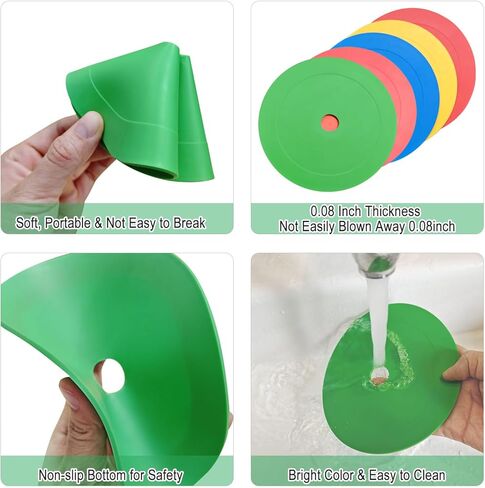 50 قطعة من المخاريط المسطحة مقاس 6 بوصات للتدريب الرياضي: مخاريط ميدانية غير قابلة للانزلاق لتدريب كرة القدم، معدات ممارسة خفة الحركة السريعة لرياضات كرة القدم وكرة السلة، 5 ألوان in Kuwait