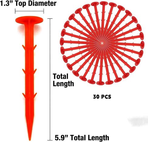 30 Pack 5.9 Inch Red Property Line Markers, Survey Stakes for Garden Edging, Lawn Boundaries, Weed Barrier, Landscape Fabric, High Visibility Survey Markers in Kuwait