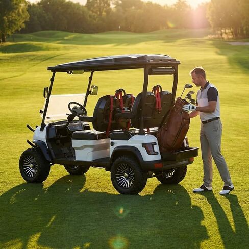 LANGWEI 4 ركاب كهربائي كروزر للبالغين، عربة جولف قوية شديدة التحمل للتطبيقات الترفيهية والزراعية والتجارية in Kuwait