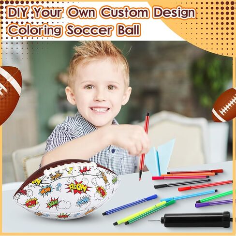 Jenaai حجم 3 لون كرة القدم الخاصة بك DIY مجموعة حرفية كرة القدم المخصصة مع مضخة 12 علامة لوازم فنية فنون وحرف إبداعية لهدايا عيد الميلاد in Saudi Arabia