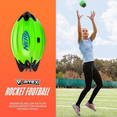 كرة قدم NERF Vortex Rocket Foam - كرة قدم NERF Vortex Rocket Foam للرمي لمسافات طويلة - تصميم 2 في 1 - رمي حلزوني وأهداف ميدانية للركل - زعانف ذيل مدمجة in Saudi Arabia