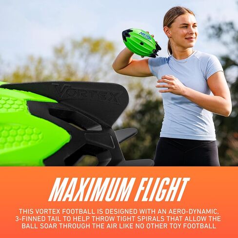 كرة قدم NERF Vortex Rocket Foam - كرة قدم NERF Vortex Rocket Foam للرمي لمسافات طويلة - تصميم 2 في 1 - رمي حلزوني وأهداف ميدانية للركل - زعانف ذيل مدمجة in Saudi Arabia