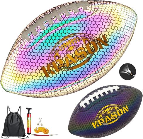 Football Holographic Bright Football Ball Peewee Size 3 / Youth Size 6/ Official Size 9, Reflective Glowing Composite Leather Footballs for Teens and Adults in Kuwait