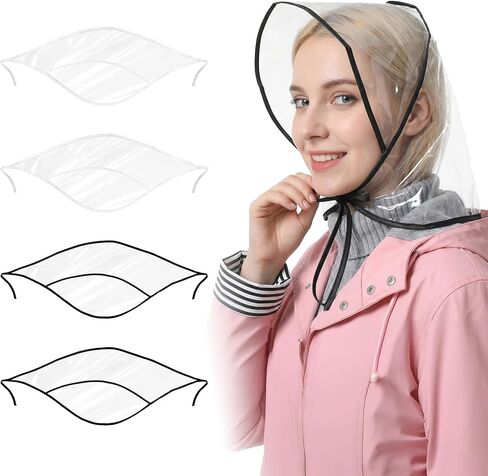 4 Pcs Women's Rain Bonnet with Visor Clear Waterproof Rain Bonnet Reusable Practical Rains Caps Lightweight Transparent Rains Scarf Protect Hairstyle for Women Girl in Saudi Arabia