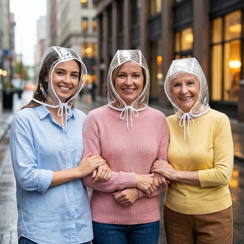 4 Pcs Women's Rain Bonnet with Visor Clear Waterproof Rain Bonnet Reusable Practical Rains Caps Lightweight Transparent Rains Scarf Protect Hairstyle for Women Girl in Saudi Arabia