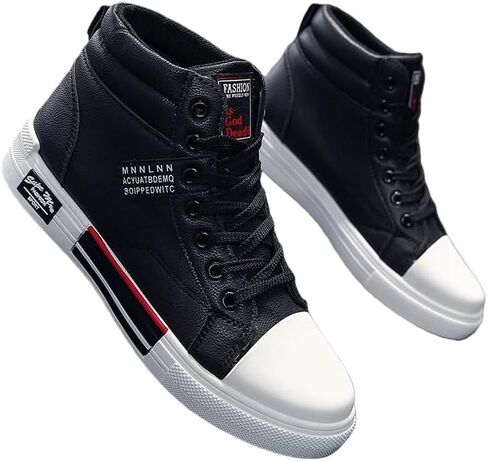 White Shoes for Men Fashion High Top Casual Letter Design Lace-up Sneakers Men's Classic & Trendy Style Skateboard in Saudi Arabia