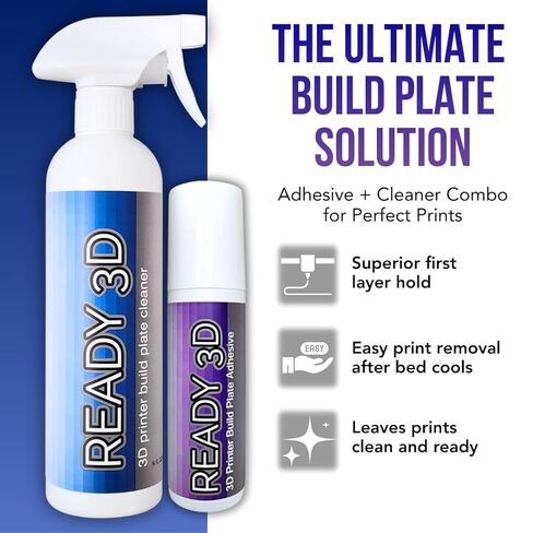 غراء لاصق للوحة البناء 3.38 أونصة للطابعة ثلاثية الأبعاد ومنظف لوحة البناء 16 أونصة - طبقات أولى ممتازة، إصدار طباعة سهل، تركيبة من الدرجة الممتازة، صنع في الولايات المتحدة الأمريكية، آمن PLA/ABS/PETG/TPU، غير سام، بدون رائحة in Kuwait