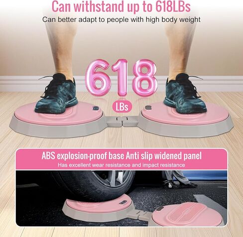 جهاز تويستر للخصر، لوح تمرين محمول قابل للطي للنساء والرجال، جهاز تويستر بدون ضوضاء لمعدات الصالة الرياضية المنزلية، سعة 618 رطلاً | تتبع الممثلين in Kuwait