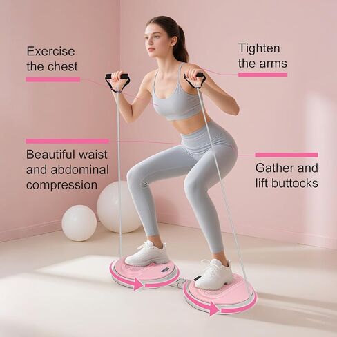 جهاز تويستر للخصر، لوح تمرين محمول قابل للطي للنساء والرجال، جهاز تويستر بدون ضوضاء لمعدات الصالة الرياضية المنزلية، سعة 618 رطلاً | تتبع الممثلين in Kuwait