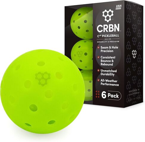 CRBN Pickleball - C40 Balls 6, 12, 100 Pack - Outdoor Pickleball Balls - Built for Durability & Precision - Roto-Molded 1-Piece Design in Saudi Arabia