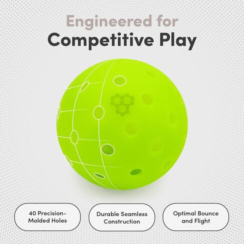 CRBN Pickleball - C40 Balls 6, 12, 100 Pack - Outdoor Pickleball Balls - Built for Durability & Precision - Roto-Molded 1-Piece Design in Saudi Arabia