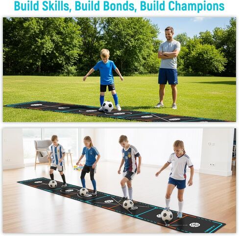 Soccer Training Mat with Integrated Ladder & Cones | 4-in-1 Football Footwork Agility Trainer for Team Practice | Non-Slip Speed & Ball Control Exercise Mat in Kuwait