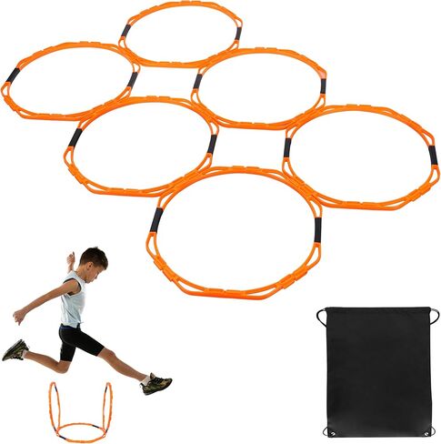 Hikeen Octagonal Agility Rings, Speed Rings, Youth Agility Footwork Training and Speed Hurdles Ladder, Fitness Equipment Sport Workout for Soccer, Home Gym, 6 Firm Rings Set in Kuwait