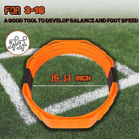 Hikeen Octagonal Agility Rings, Speed Rings, Youth Agility Footwork Training and Speed Hurdles Ladder, Fitness Equipment Sport Workout for Soccer, Home Gym, 6 Firm Rings Set in Kuwait