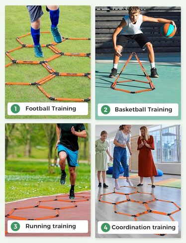 GHB Hex Agility Rings (6 Set) with Carry Bag, Portable Hexagon Speed Rings for Footwork Training, Football, Soccer, Boxing, Adjustable Layout for Drills & Fitness in Kuwait