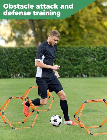 GHB Hex Agility Rings (6 Set) with Carry Bag, Portable Hexagon Speed Rings for Footwork Training, Football, Soccer, Boxing, Adjustable Layout for Drills & Fitness in Kuwait