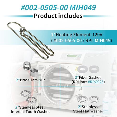 M11 Heating Element for Midmark M11 M11D Steam Replacement Part #002-0505-00 MIH049 120V with Heater Mounting Hardware in Kuwait