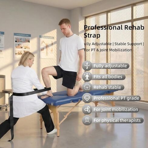 حزام تعبئة فائق - حزام ممتاز للعلاج الطبيعي، وإعادة التأهيل، والتمدد، والتنقل، والتوتر القابل للتعديل، أزرق مبطن in Kuwait