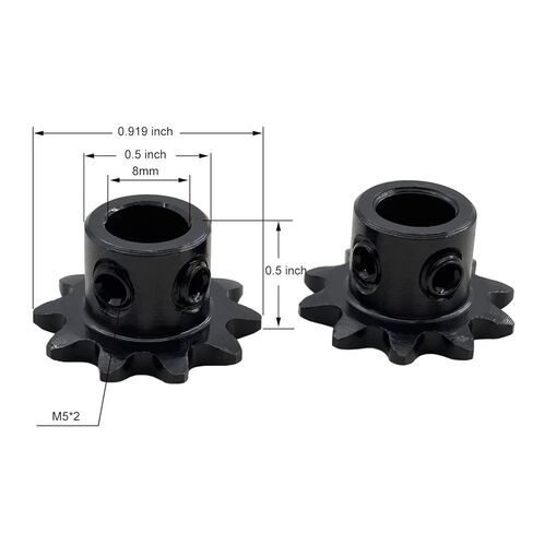 2PCS #25 Roller Chain Sprocket Type B 8mm Bore 10 Tooth, Hardened Antirust 1045 Steel Drive Sprockets 25B10-8mm in Kuwait