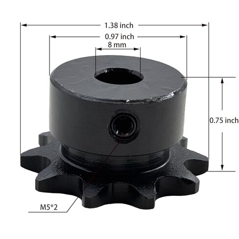 #35 Roller Chain Sprocket Type B 8mm bore 10 Tooth, Hardened Antirust 1045 Steel Drive Sprockets 35B10-8mm in Kuwait