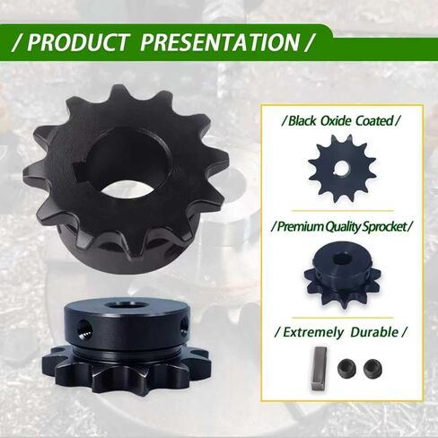 #35 Roller Chain Sprocket 12 Tooth 3/4" Bore (3/16" Keyway) Black Oxide Rust-Proof with 2 Set Screws & Key Included for Mini Bike Go-Kart Clutch Performance, Hardened 1045 Steel 35BS12-3/4 in Kuwait