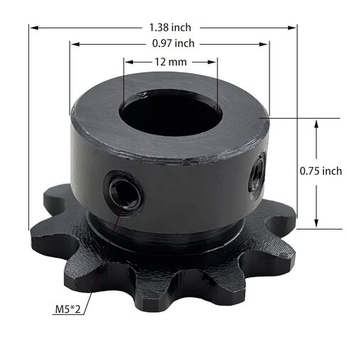 #35 Roller Chain Sprocket Type B 12mm bore 10 Tooth, Hardened Antirust 1045 Steel Drive Sprockets 35B10-12mm in Saudi Arabia