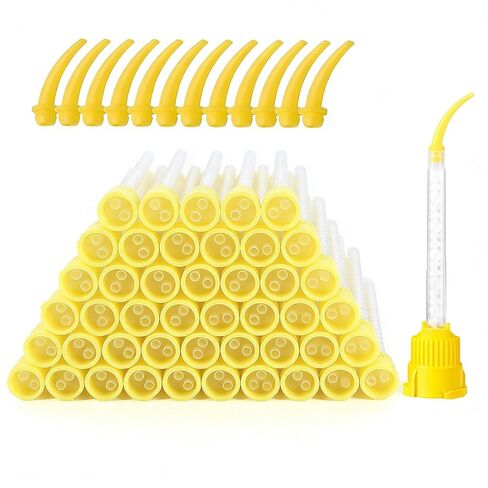 100Pcs Dental Mixing Tips and Intra Oral Tips, Disposable Intra Oral Mixed Tip for Dental Impression(1:1 7001 Light Body, Long, Yellow) in Saudi Arabia