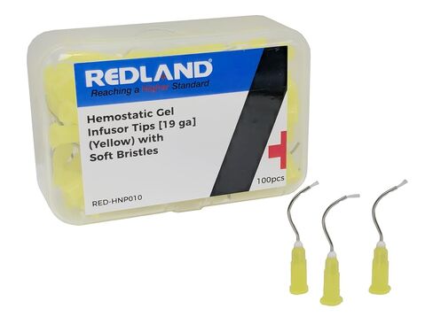 REDLAND Hemostatic Gel Infusor Tips [19ga] Yellow with Soft Bristles (100/Pk) in Saudi Arabia