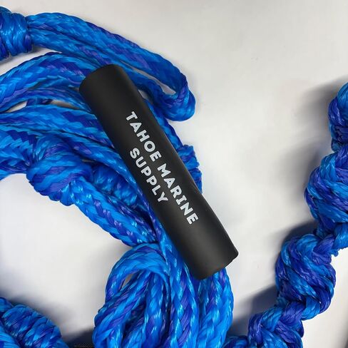 حبل عائم لركوب الأمواج - حبل مضفر بطول 25 قدمًا مع قبضة احترافية معقودة مقاس 10 بوصات - خط سحب بطول قابل للتعديل للقوارب الداخلية - أزرق in Kuwait