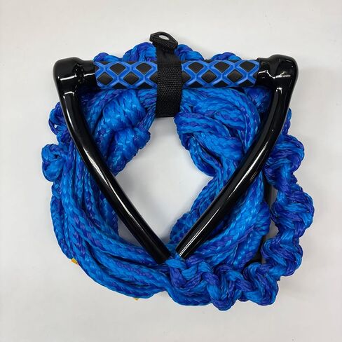 حبل عائم لركوب الأمواج - حبل مضفر بطول 25 قدمًا مع قبضة احترافية معقودة مقاس 10 بوصات - خط سحب بطول قابل للتعديل للقوارب الداخلية - أزرق in Kuwait