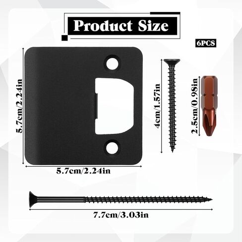 Extended Lip Strike Plate, 2-1/2" x 2-1/4" Matte Black Heavy Duty Version Extra Wide Lip Door Latch Striker Reinforced Latch Guide Plate with Reinforced Star Screws & Bit (1 Pack) in Saudi Arabia