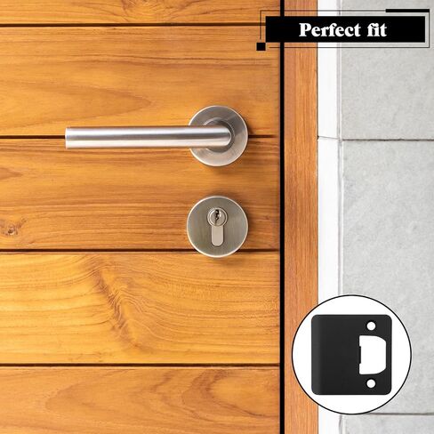 Extended Lip Strike Plate, 2-1/2" x 2-1/4" Matte Black Heavy Duty Version Extra Wide Lip Door Latch Striker Reinforced Latch Guide Plate with Reinforced Star Screws & Bit (1 Pack) in Saudi Arabia