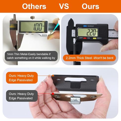 لوحة ضربة باب ممتدة، لوحة ضربة ممتدة 2-1/4 بوصة × 2-1/4 بوصة، لوحات مزلاج باب عريضة شديدة التحمل مع براغي توركس/نجمة معززة ولقمة للأبواب الداخلية الخارجية لموسع الترميم (أسود) in Kuwait