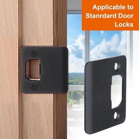 لوحة ضربة باب ممتدة، لوحة ضربة ممتدة 2-1/4 بوصة × 2-1/4 بوصة، لوحات مزلاج باب عريضة شديدة التحمل مع براغي توركس/نجمة معززة ولقمة للأبواب الداخلية الخارجية لموسع الترميم (أسود) in Kuwait